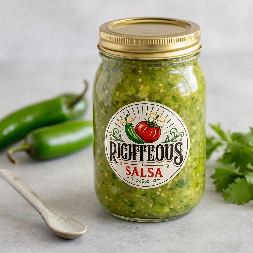 Holy Serrano salsa jar
