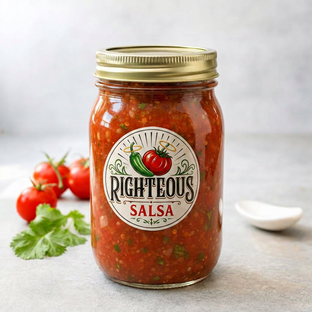 Righteous Red salsa jar
